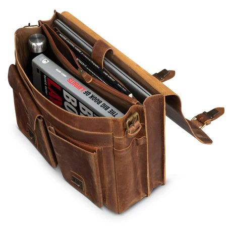Front Pocket Leather Briefcase - Image 8